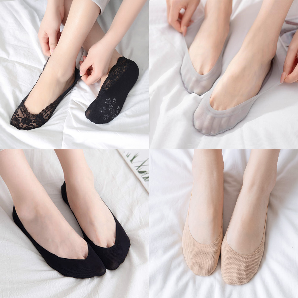 여성 여름 페이크삭스 5종 안벗겨지는 풋커버 시스루 매쉬 덧버선 레이스 실리콘 덧신 - 상품 이미지