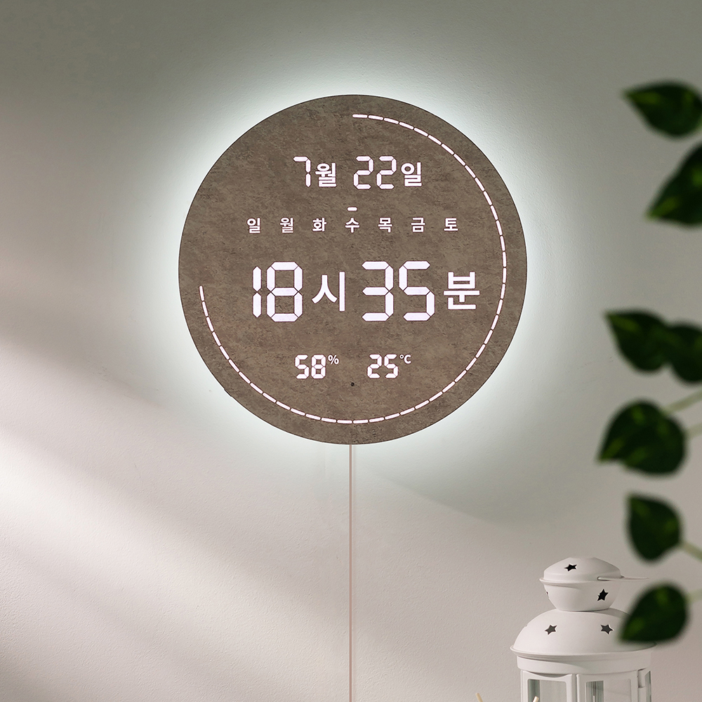 플라이토 4세대 블루투스 스피커 백라이트 LED 벽시계 인테리어 온습도 한글 플랫 30cm 이미지 4
