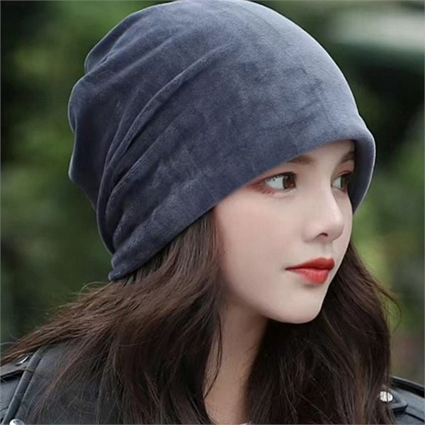 데일리 벨벳 비니 캐주얼 여성 비니 봄가을 얇은 스판 패션 - 상품 이미지