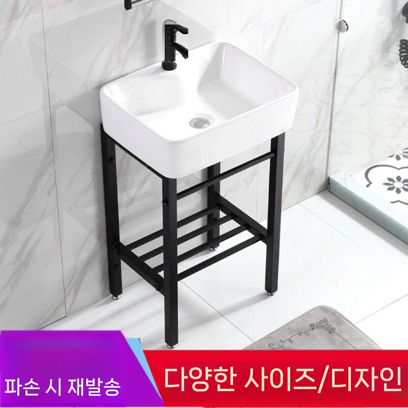 세면대 욕실세면대 간이 건식 세면기 다리형 거울장 수납선반 A 풀세트 - 상세 이미지 3