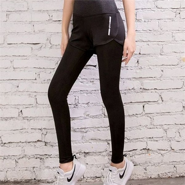 피트니스 여성 레깅스 반바지 투인원 여성 스포츠 레깅스 레이어드 트레이닝 - 상세 이미지 2