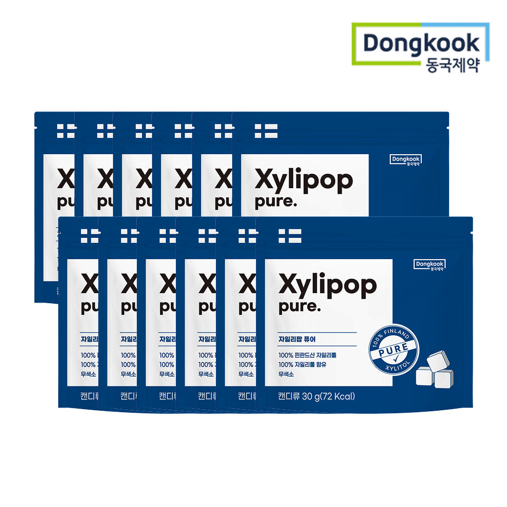 동국제약 자일리톨 무설탕 캔디 자일리팝 사탕 퓨어, 30g, 12개 - 상품 이미지