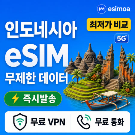 인도네시아 발리 자카르타 eSIM e심 무제한 데이터 전화,VPN 무료
