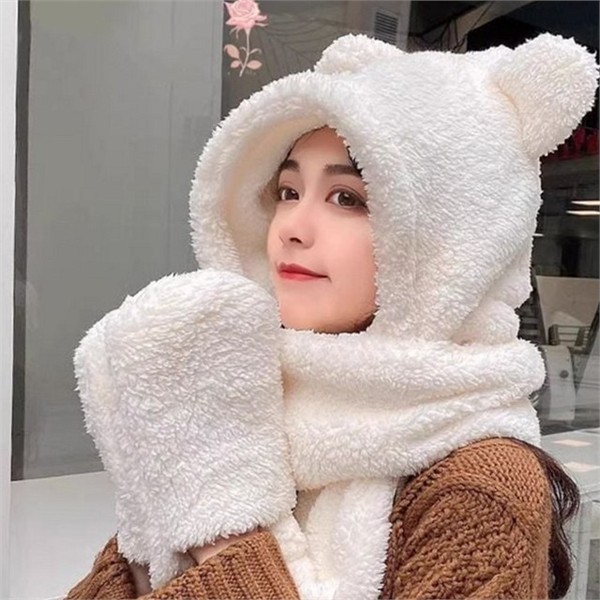 귀달이 여성 후드 목도리 일체형 여성 뽀글이 목도리 방한 모자 - 상세 이미지 2
