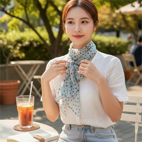 포인트 여성 넥 스카프 쉬폰 여성 폴리에스터 스카프 리본 데일리 - 상품 이미지