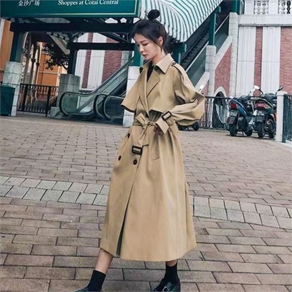 베이직 여성 롱 트렌치 코트 캐주얼 여성 루즈핏 트렌치 - 상품 이미지