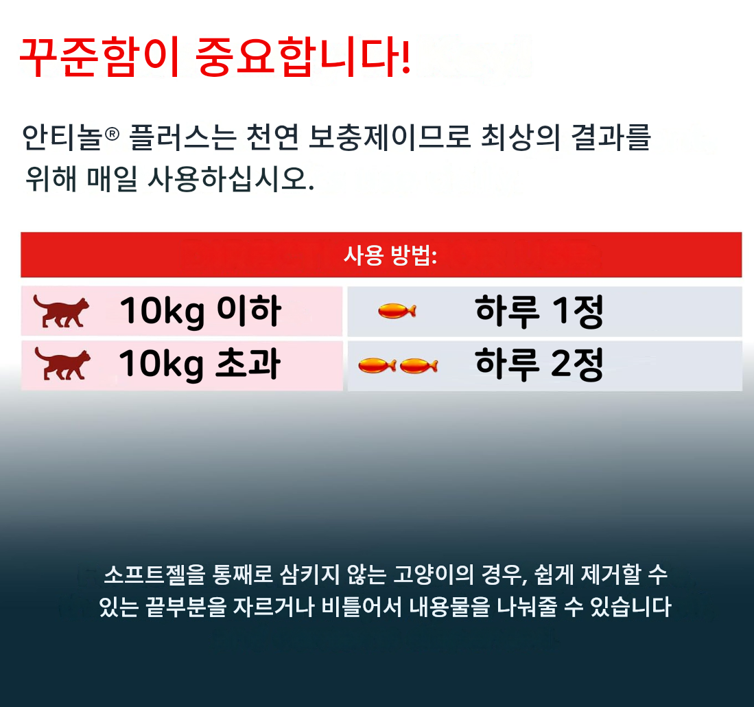 본사직송 안티놀 플러스 고양이 프리미엄 관절 영양제(크릴오일, 초록입홍합 함유) 30정 - 상세 이미지 3