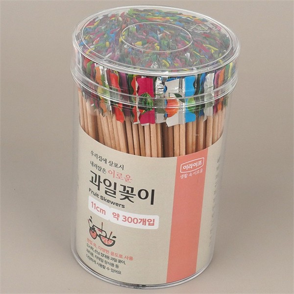 테이크아웃 과일 꼬치 300P 일회용 나무 꼬치 도시락 파티 다용도 - 상품 이미지