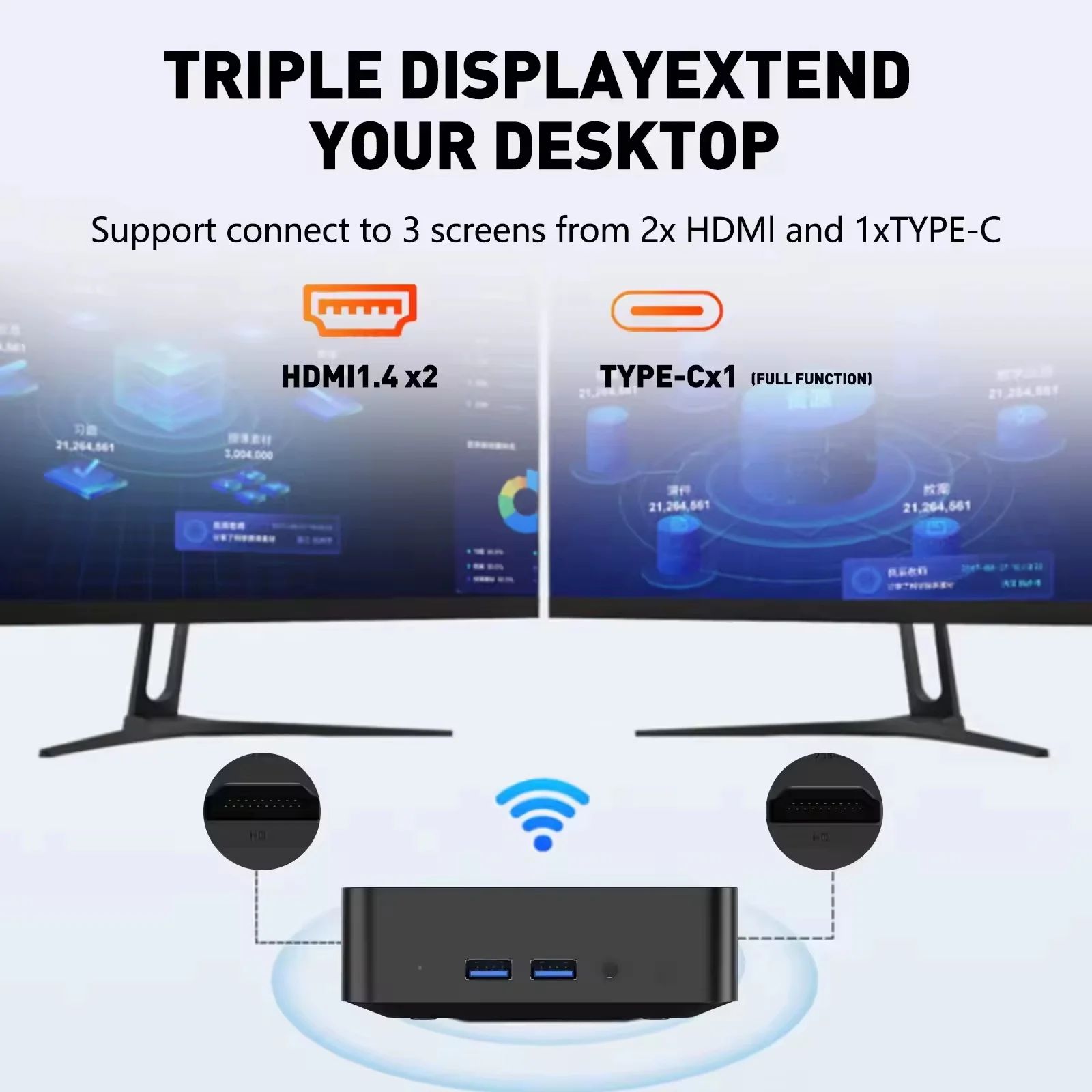 미니 PC 인텔 코어 i9 i3 게이밍 데스크탑 WiFi6 BT5.2 16GB i3-6100U 256GBSSD - 상세 이미지 3