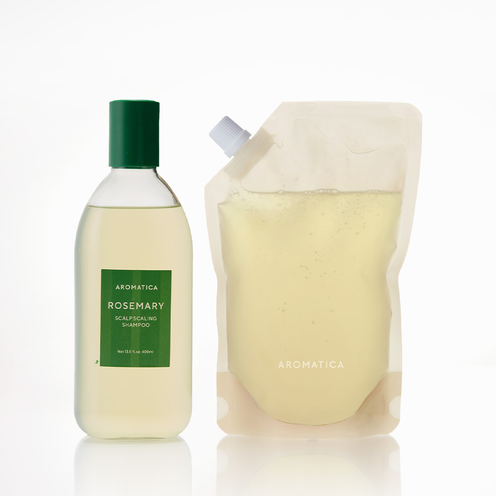 아로마티카 샴푸 400ML & 리필 500ML 세트 (로즈마리 샴푸+리필) 대용량 비건 두피 탈모 냄새 가려움 - 메인 이미지