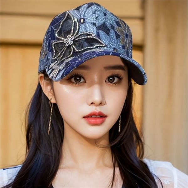 나비장식 여성 메쉬 야구 모자 펀칭 여성 플라워 야구 - 상품 이미지