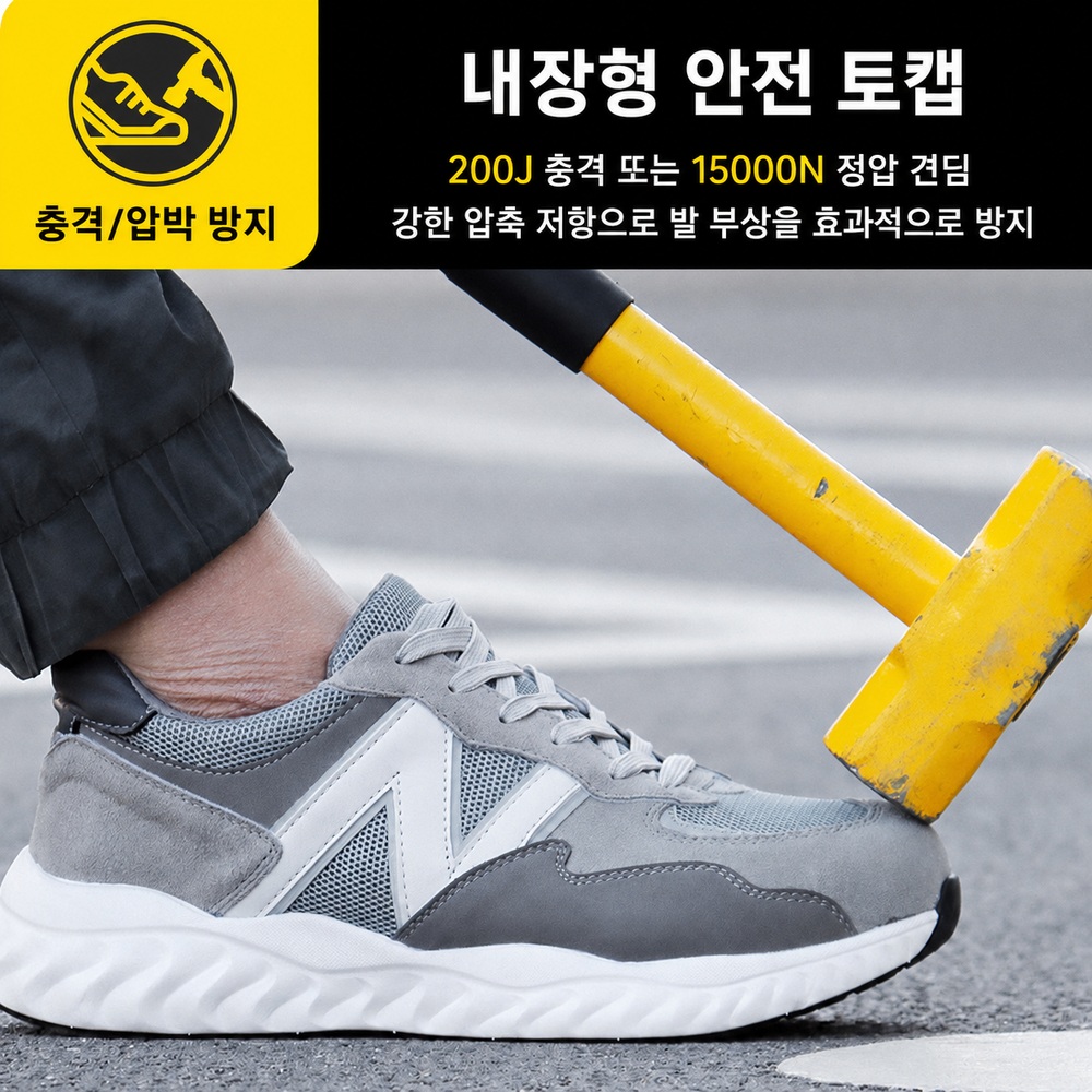 남성 안전화 경량 스틸토캡 케블라 관통방지 통기성 현장 작업화 - 상세 이미지 3