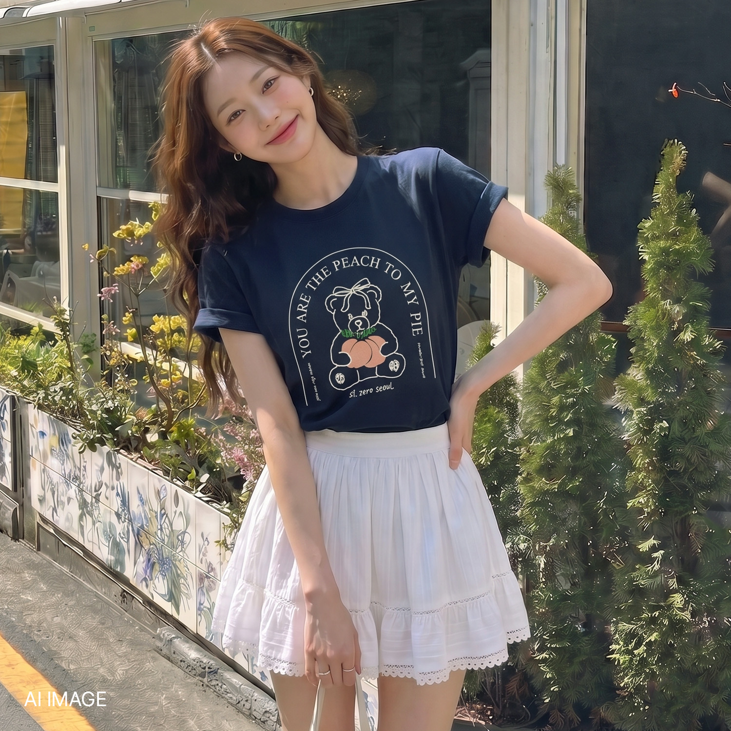 [제로스트릿][2컬러] 피치 베어 티셔츠 PEACH BEAR T-SHIRT - 상품 이미지