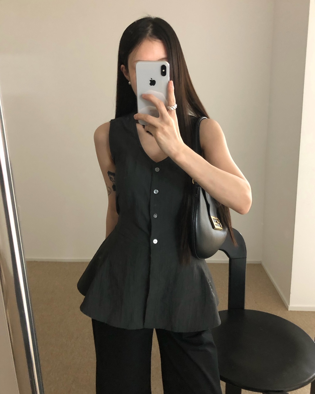 파나 여성 여름 프릴 핀턱 랩 나시 블라우스 - 상품 이미지