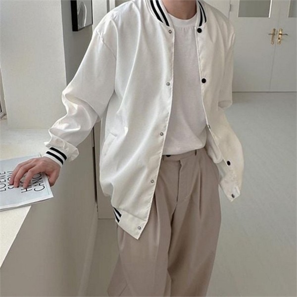 바시티 남성 캐주얼 자켓 루즈핏 남성 바람막이 자켓 데일리 아우터 - 상품 이미지