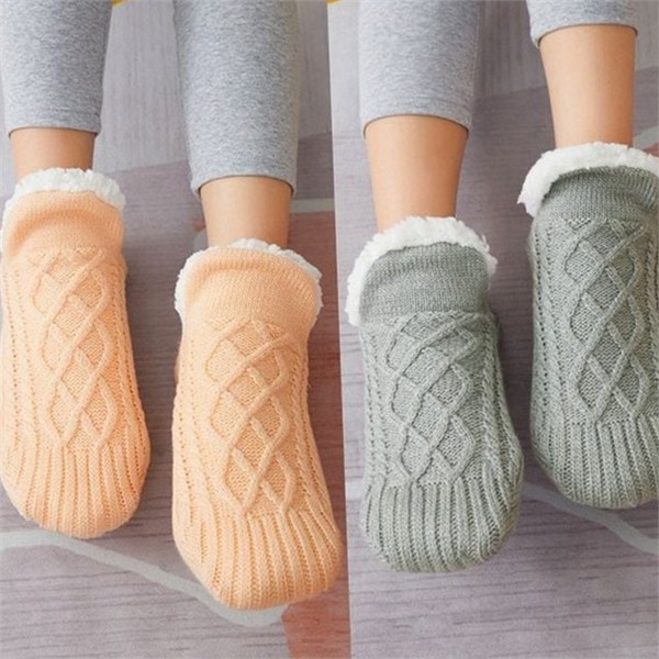 두꺼운 여성 융털 덧신 따뜻한 여성 보온 덧신 실내용 발목 - 상품 이미지