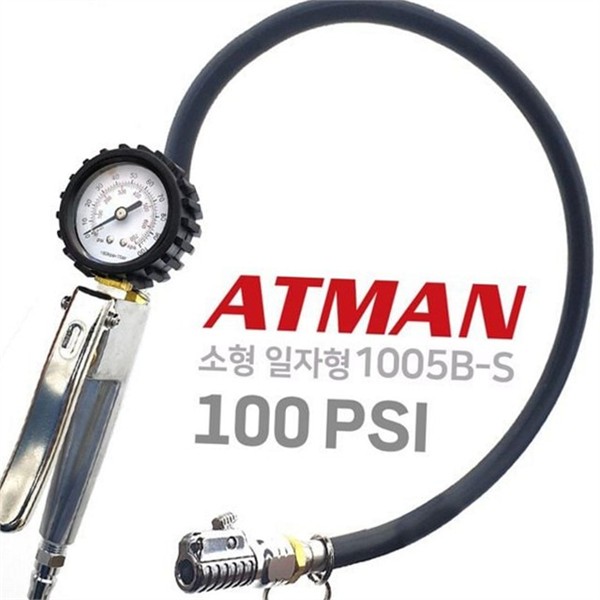 일자형 타이어 공기압 주입기 100PSI 게이지 타이어 공기압 측정기 자동차 - 상품 이미지