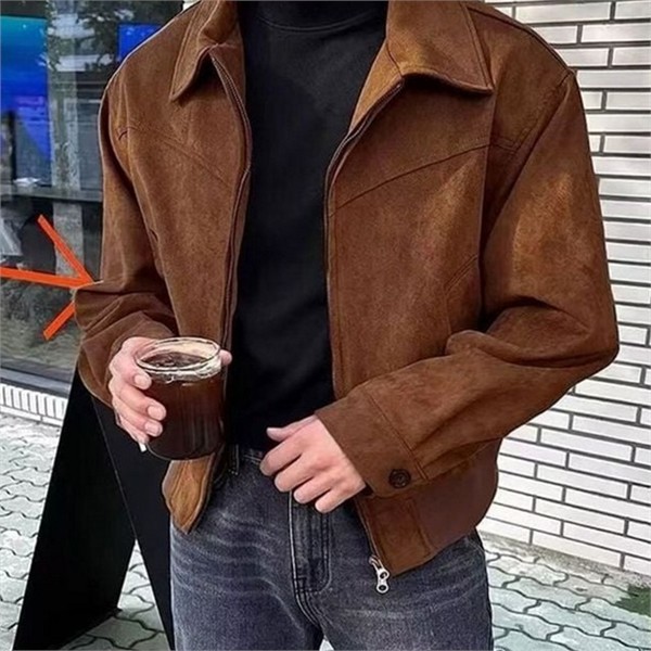 캐주얼 간절기 점퍼 레더 남성 데일리 점퍼 스웨이드 오버핏 트러커 - 상품 이미지