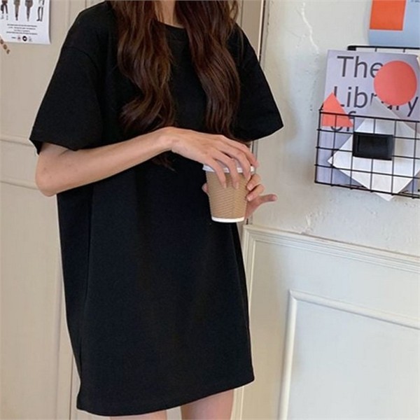 루즈핏 여성 무지 반팔 티 빅사이즈 여성 오버핏 반팔 - 상품 이미지