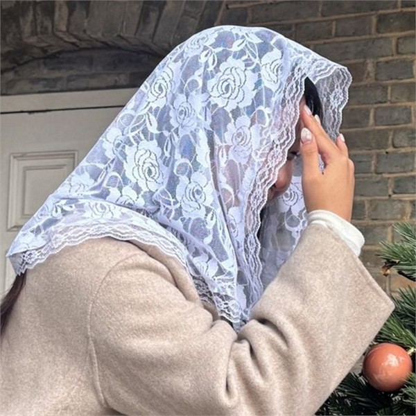 레이스 여성 미사보 장미 여성 가톨릭 미사포 혼배 성당 - 상품 이미지