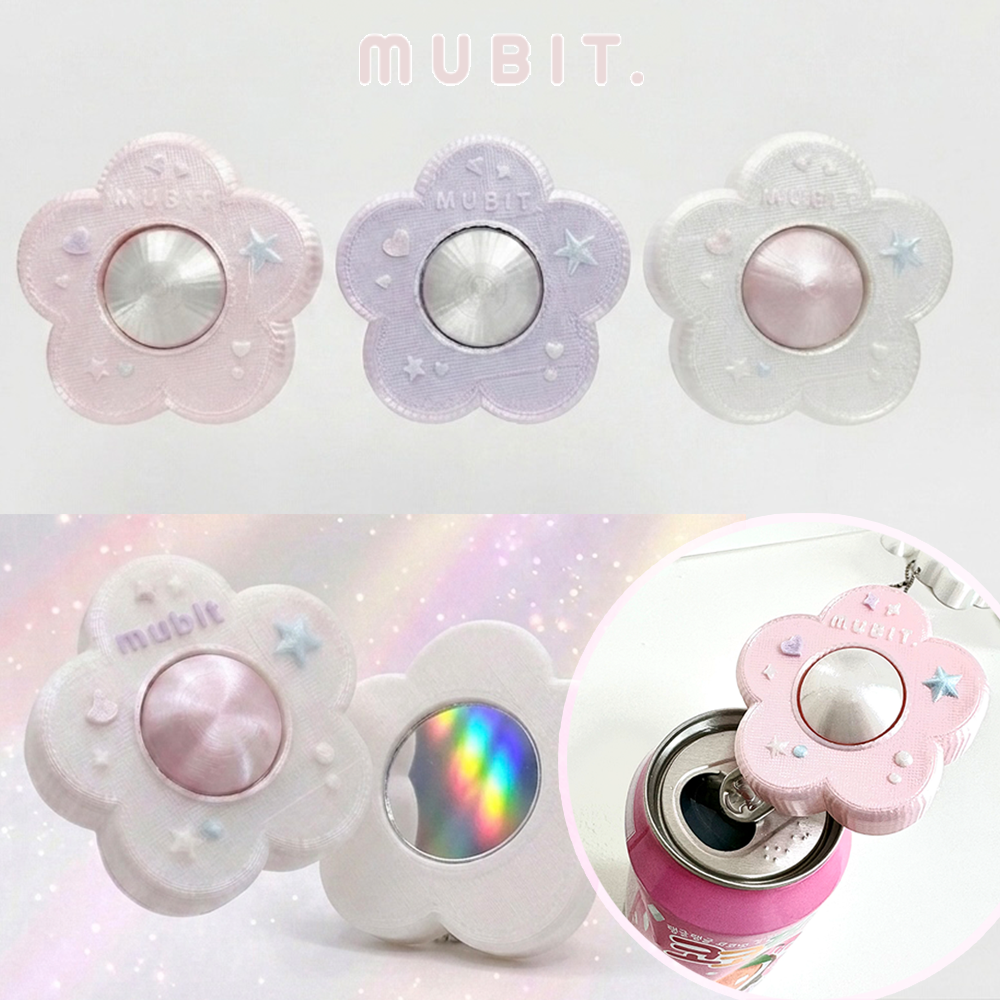 플라워 클리커 캔따개 거울 키캡 키링 꽃 열쇠고리 캔오프너 딸깍이 키캡축 선물 3color - 상세 이미지 5