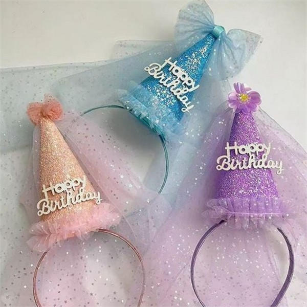 생일 왕관 머리띠 공주 생일 파티 머리띠 귀여운 반짝이 축하 - 상세 이미지 2