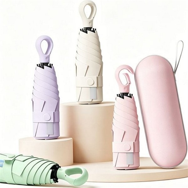 콤팩트 휴대용 양우산 초경량 5단 양우산 접이식 자외선 차단 주머니 - 상품 이미지