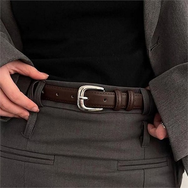 클래식 여성 버클 벨트 얇은 여성 캐주얼 벨트 데일리 청바지 - 상품 이미지