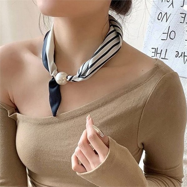 폴리에스터 여성 진주 스카프 디자인 여성 마그네틱 스카프 데일리 - 상세 이미지 2