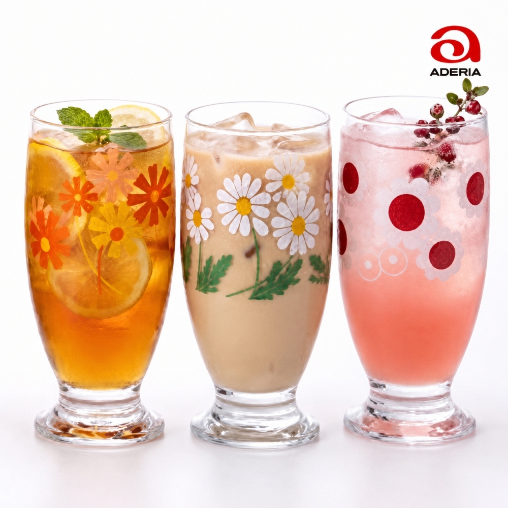 일본 고블렛 유리컵 아이스아메리카노 냉커피 플랫화이트 레트로 카페 주스잔 335ml, 1개, 들꽃 이미지 8