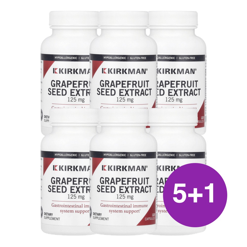 Kirkman Labs 자몽씨추출물 125mg 120캡슐, 6개 - 상품 이미지