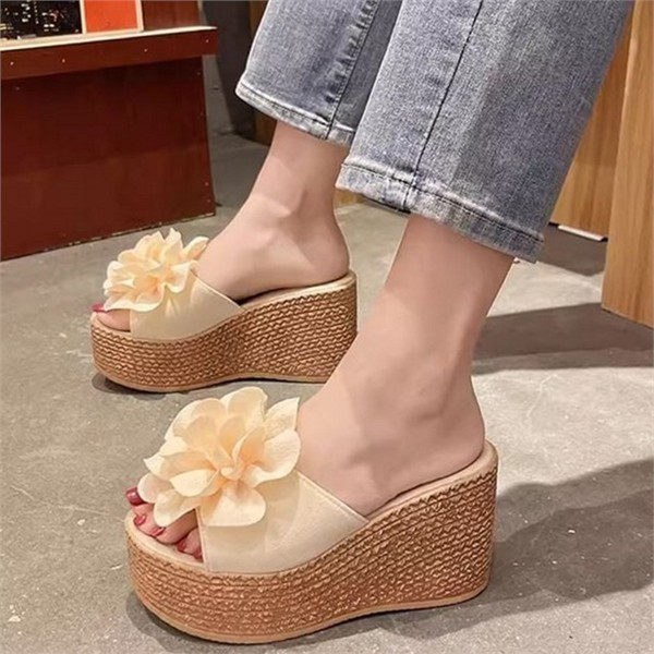 오픈토 여성 통굽 슬리퍼 디자인 여성 여름 슬리퍼 데일리 사무실 - 상세 이미지 2