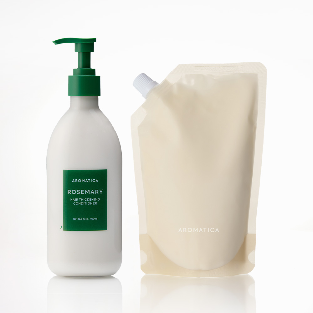 아로마티카 로즈마리 헤어 씨크닝 컨디셔너 400ML + 리필 500ML 세트 헤어 퍼퓸 린스 트리트먼트 - 상품 이미지