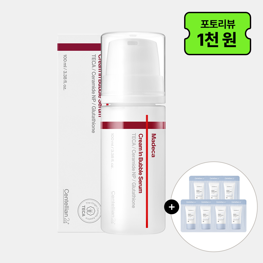 [5%추가적립]동국제약 센텔리안24 마데카크림 인 버블세럼 100ml 1개+수분선크림 1ml 7일분 / 바르는 마스크팩 화잘먹 물광 버블팩 - 상품 이미지