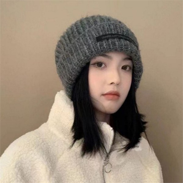 빅사이즈 남녀공용 골지 비니 숏비니 남녀공용 니트 비니 겨울 데일리 - 상품 이미지