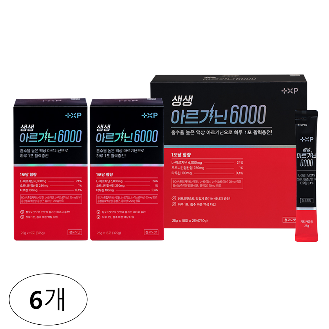 고함량 액상 생생 아르기닌 6000 활력 효능 파워 에너지 30포 x 6개 청포도맛 - 상품 이미지