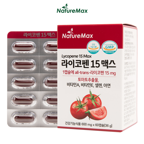 토마토 라이코펜 효능 영양제 15mg 맥스 파이토케미컬 60캡슐, 1개 - 상품 이미지