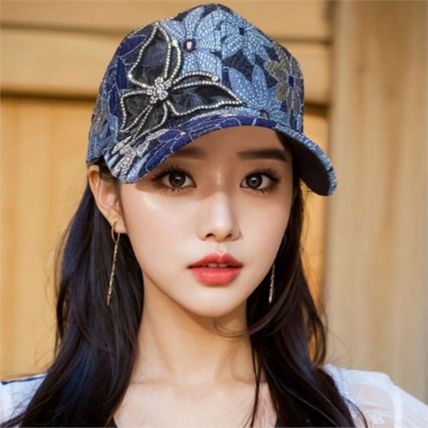 나비장식 여성 메쉬 야구 모자 펀칭 여성 플라워 야구 - 상세 이미지 2