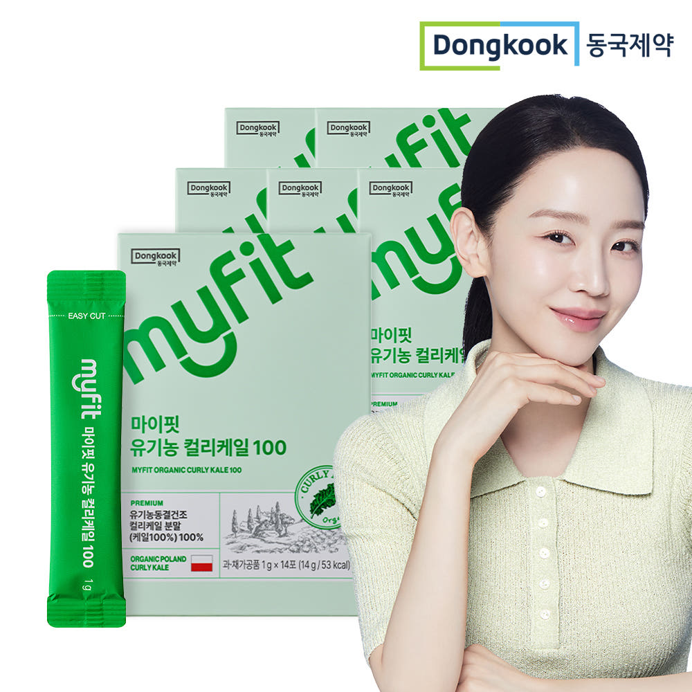 [3+3] 동국제약 마이핏 유기농 동결건조 컬리케일 100 곱슬케일 스틱 분말 가루 14포, 6개 - 상품 이미지