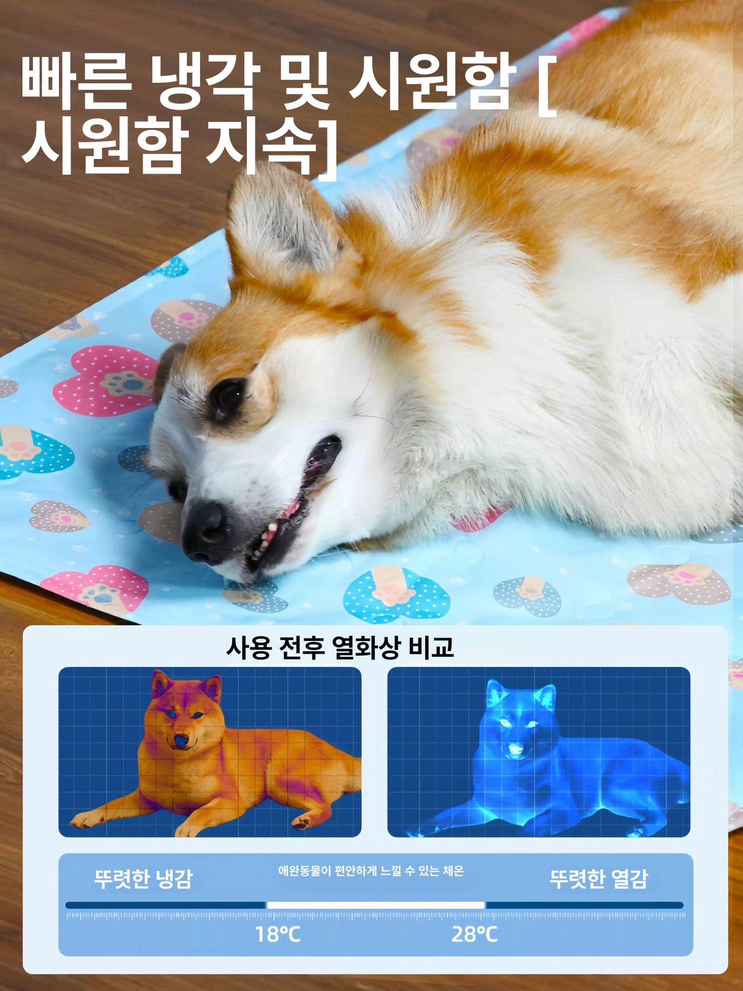 여름용 냉감 강아지 고양이 쿨링 아이스 침대 [폴라 월드 블루] S[40x30cm] - 상세 이미지 3