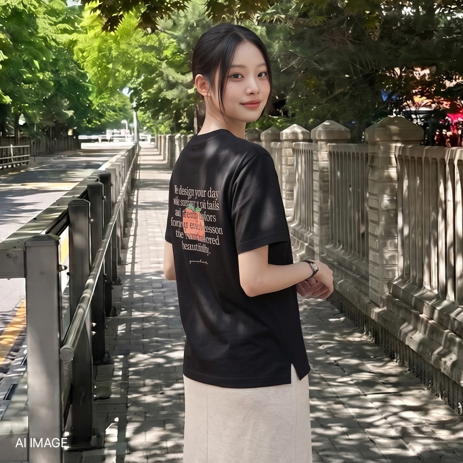 [제로스트릿][2컬러] 백 피치 반팔 티셔츠 BACK PEACH SHORT SLEEVE T-SHIRT - 상품 이미지