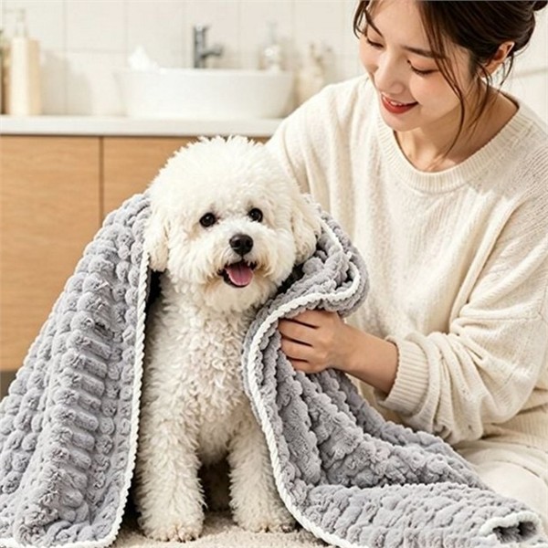 흡수 강아지 극세사 타올 2종 세트 드라이 고양이 극세사 타올 반려동물 - 상품 이미지