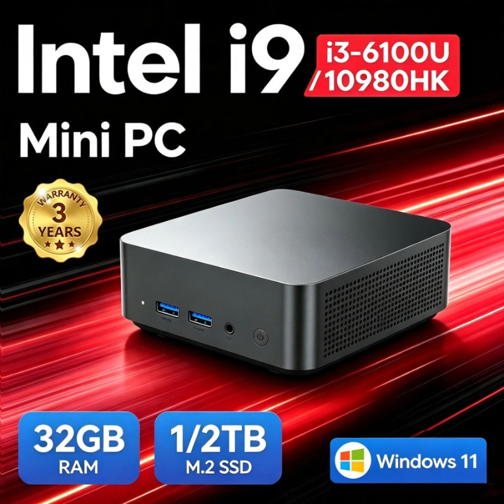 미니 PC 인텔 코어 i9 i3 게이밍 데스크탑 WiFi6 BT5.2 16GB i3-6100U 256GBSSD - 상품 이미지