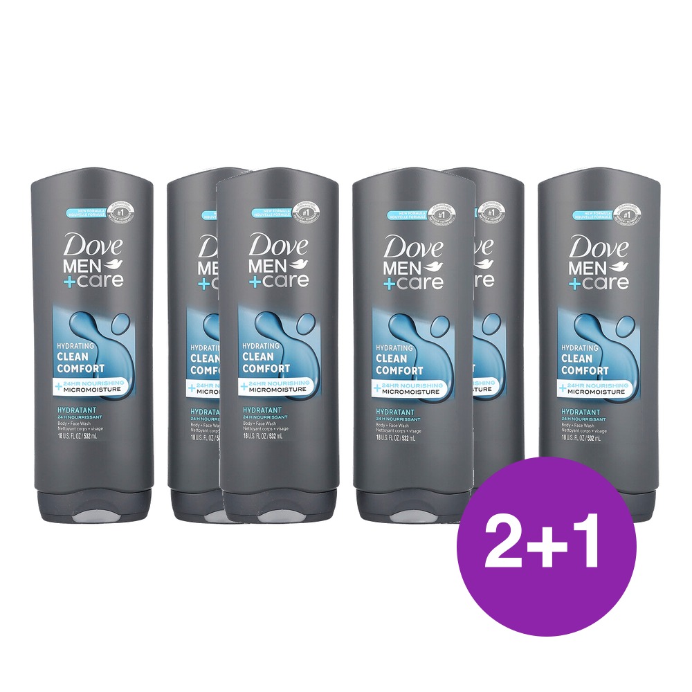Dove 맨 케어 Clean 컴포트 바디 페이스 워시 1064ml, 3개 - 상품 이미지