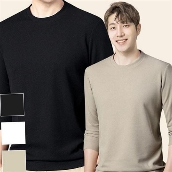 레이어드 남성 무지티셔츠 루즈핏 남성 라운드 넥 데일리 캐주얼 베이직