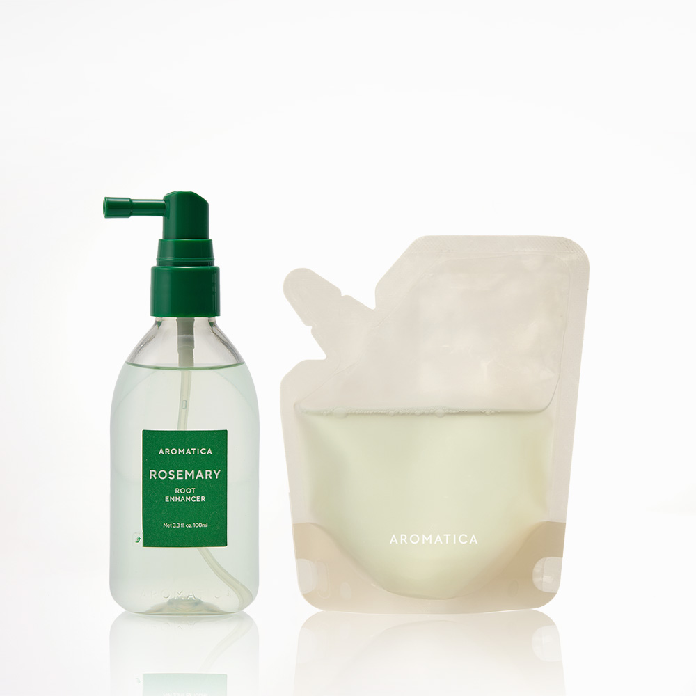 아로마티카 두피 토닉 본품 & 리필 세트 (100ML+100ML) 두피 스프레이 강화 탈모 케어 헤어토닉 앰플 쿨링 보습 - 상품 이미지