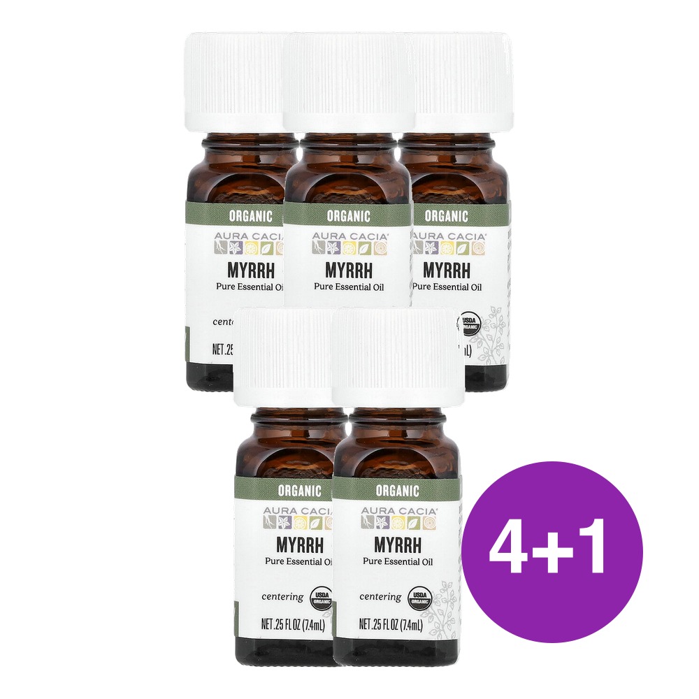 아우라 카시아 퓨어 에센셜 오일 USDA 몰약 7.4ml, 5개 - 상품 이미지