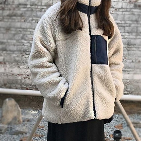 오버핏 여성 뽀글이 후리스 리버시블 여성 양면 후리스 하이넥 캐주얼 - 상품 이미지