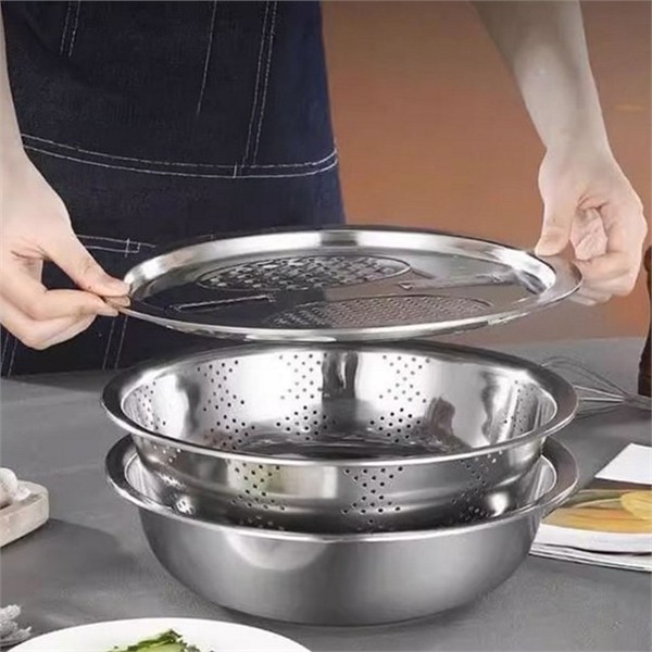 스텐 채칼 믹싱 볼 3개 구성세트30cm 채썰기 스텐 - 상품 이미지