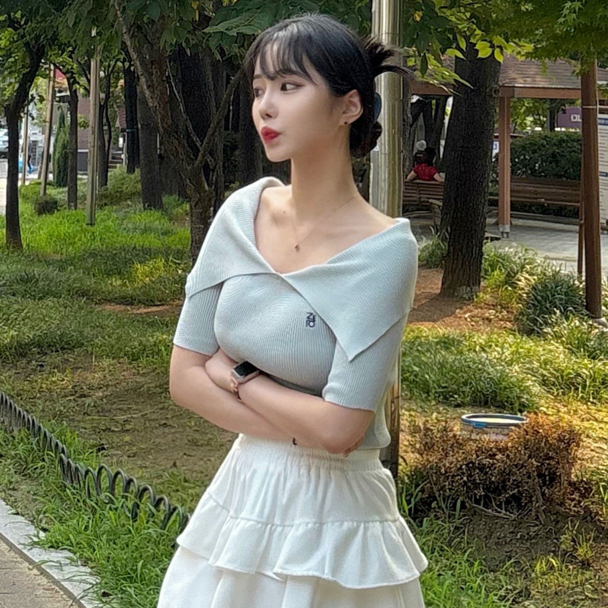 제로스트릿 [N배송][제로스트릿][3컬러] 반팔 케이프 오프숄더 스웨터